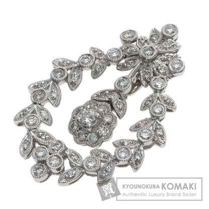 Ponte Vecchio Flower motif Diamond Pendant top K18 White Gold Ladies [Used]