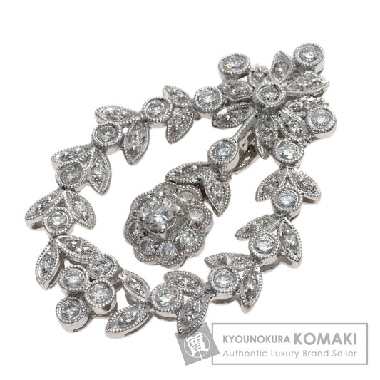 Ponte Vecchio Flower motif Diamond Pendant top K18 White Gold Ladies [Used]