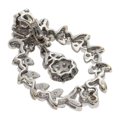 Ponte Vecchio Flower motif Diamond Pendant top K18 White Gold Ladies [Used]
