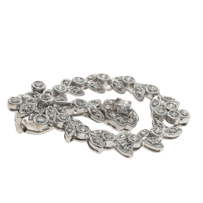 Ponte Vecchio Flower motif Diamond Pendant top K18 White Gold Ladies [Used]