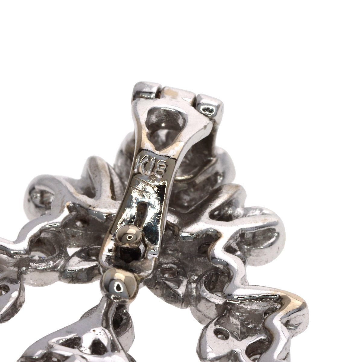 Ponte Vecchio Flower motif Diamond Pendant top K18 White Gold Ladies [Used]