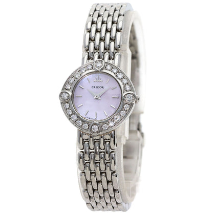 SEIKO CREDOR Signo Bezel Diamond Watches 1E70-0CY0 Stainless Steel/Stainless Steel Ladies