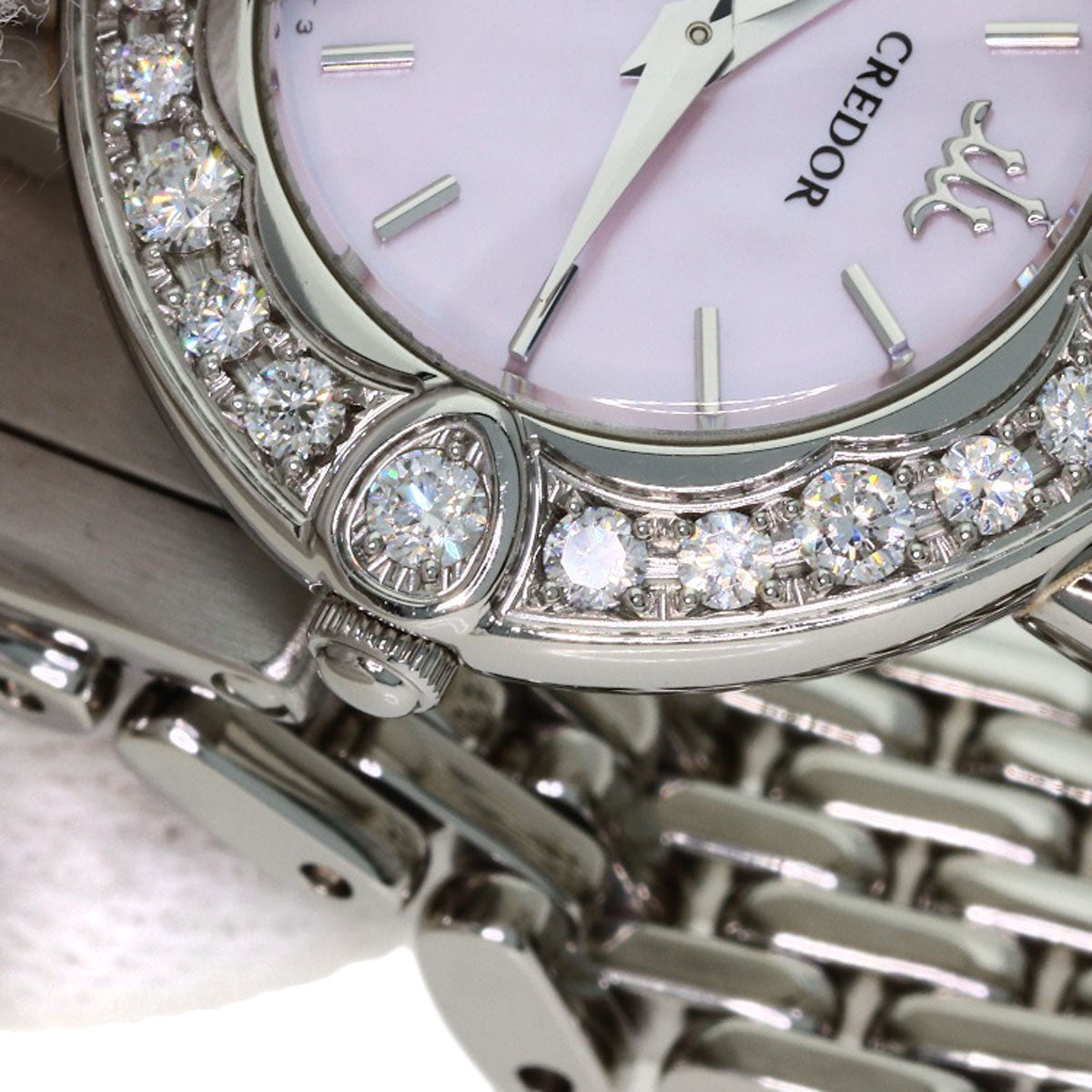 SEIKO CREDOR Signo Bezel Diamond Watches 1E70-0CY0 Stainless Steel/Stainless Steel Ladies