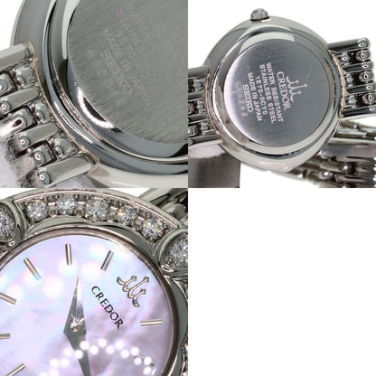 SEIKO CREDOR Signo Bezel Diamond Watches 1E70-0CY0 Stainless Steel/Stainless Steel Ladies