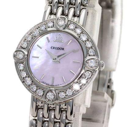 SEIKO CREDOR Signo Bezel Diamond Watches 1E70-0CY0 Stainless Steel/Stainless Steel Ladies