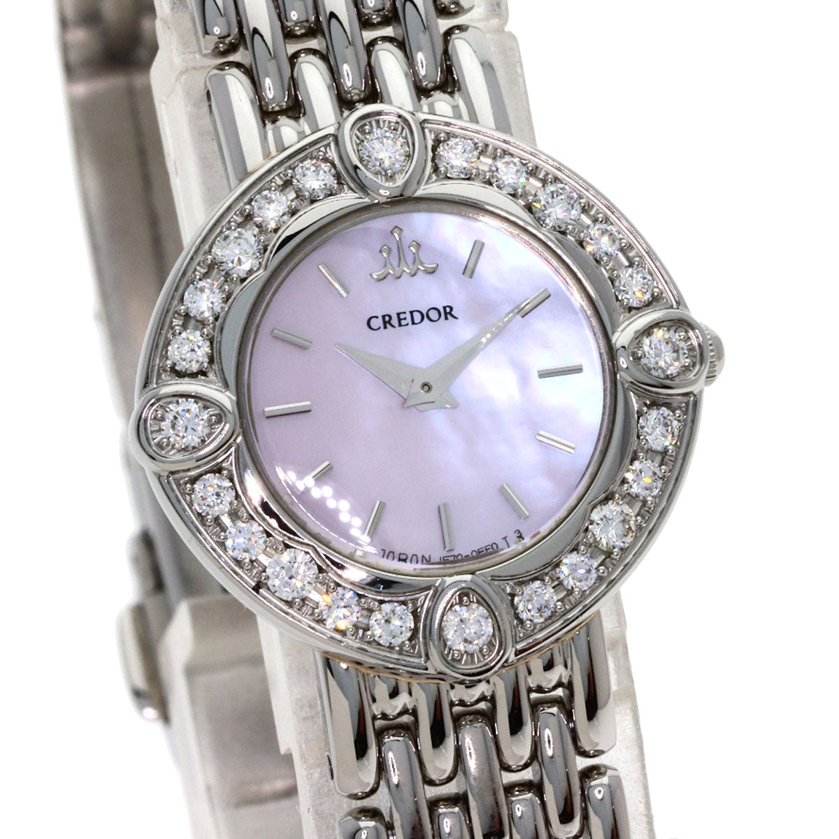 SEIKO CREDOR Signo Bezel Diamond Watches 1E70-0CY0 Stainless Steel/Stainless Steel Ladies
