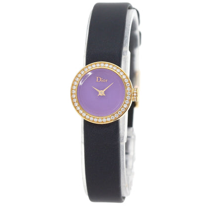 Dior la de de dior Watches CD040170 K18 Pink Gold/Leather x Satin Ladies