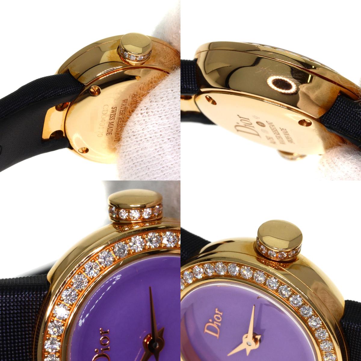 Dior la de de dior Watches CD040170 K18 Pink Gold/Leather x Satin Ladies