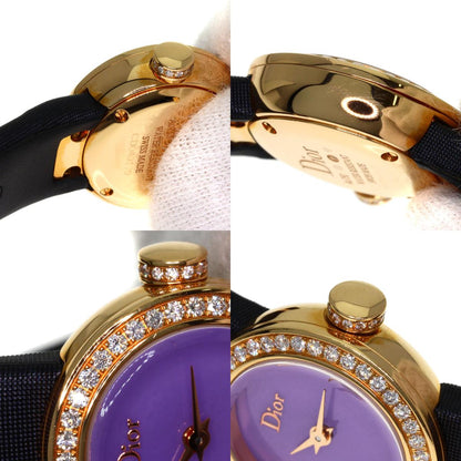 Dior la de de dior Watches CD040170 K18 Pink Gold/Leather x Satin Ladies