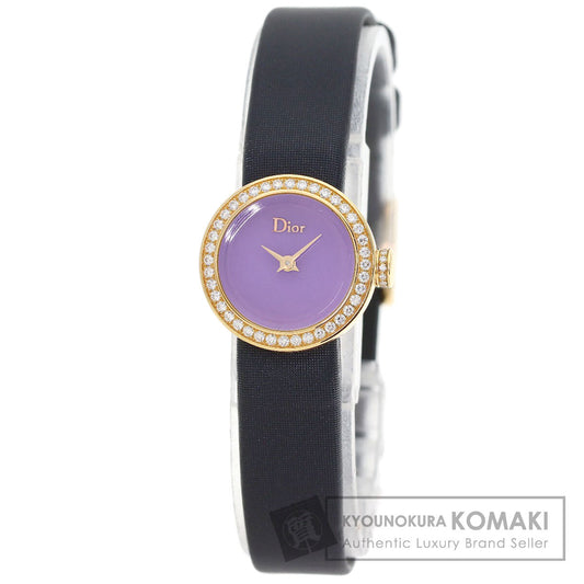 Dior la de de dior Watches CD040170 K18 Pink Gold/Leather x Satin Ladies