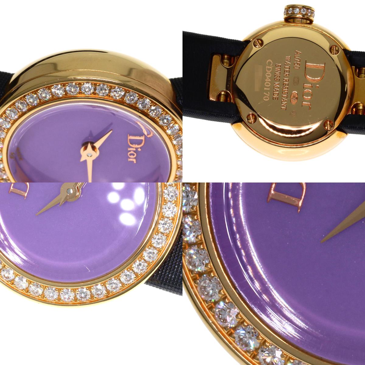 Dior la de de dior Watches CD040170 K18 Pink Gold/Leather x Satin Ladies