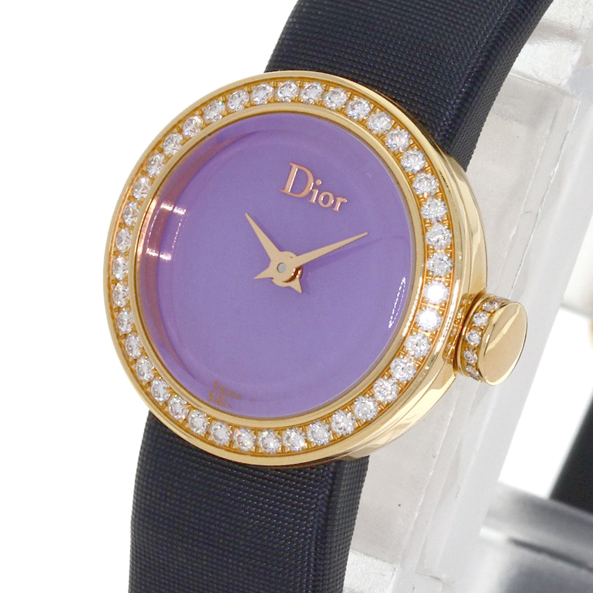 Dior la de de dior Watches CD040170 K18 Pink Gold/Leather x Satin Ladies
