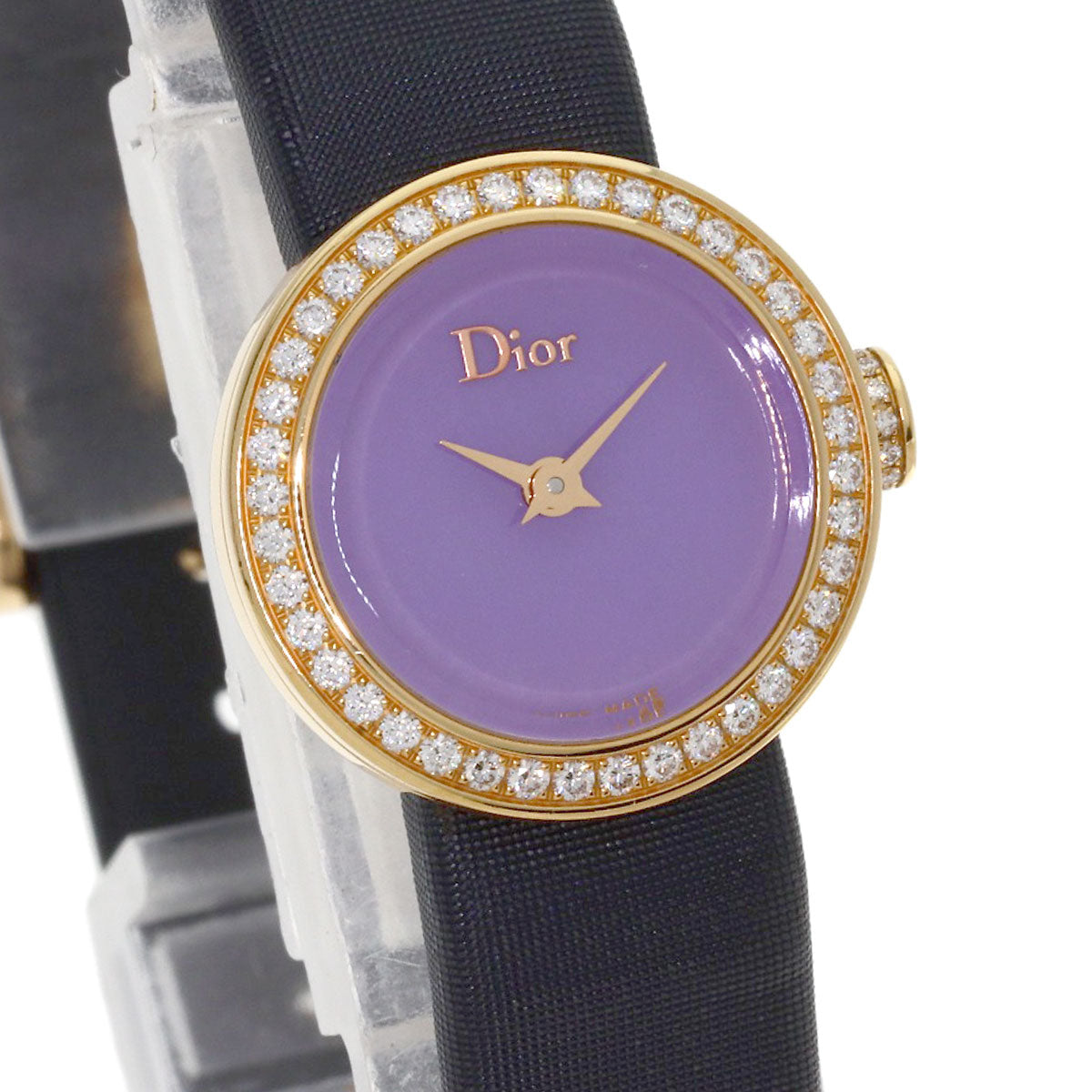 Dior la de de dior Watches CD040170 K18 Pink Gold/Leather x Satin Ladies