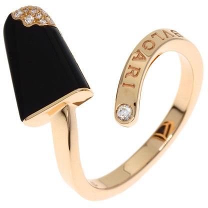 BVLGARI Gelati Onyx Diamond #54 Ring K18 Pink Gold Ladies [Used]