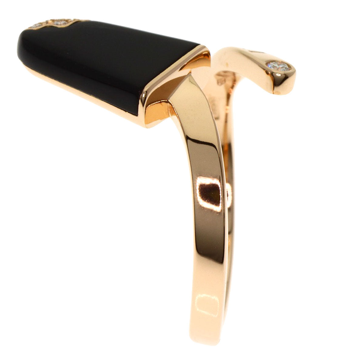 BVLGARI Gelati Onyx Diamond #54 Ring K18 Pink Gold Ladies [Used]