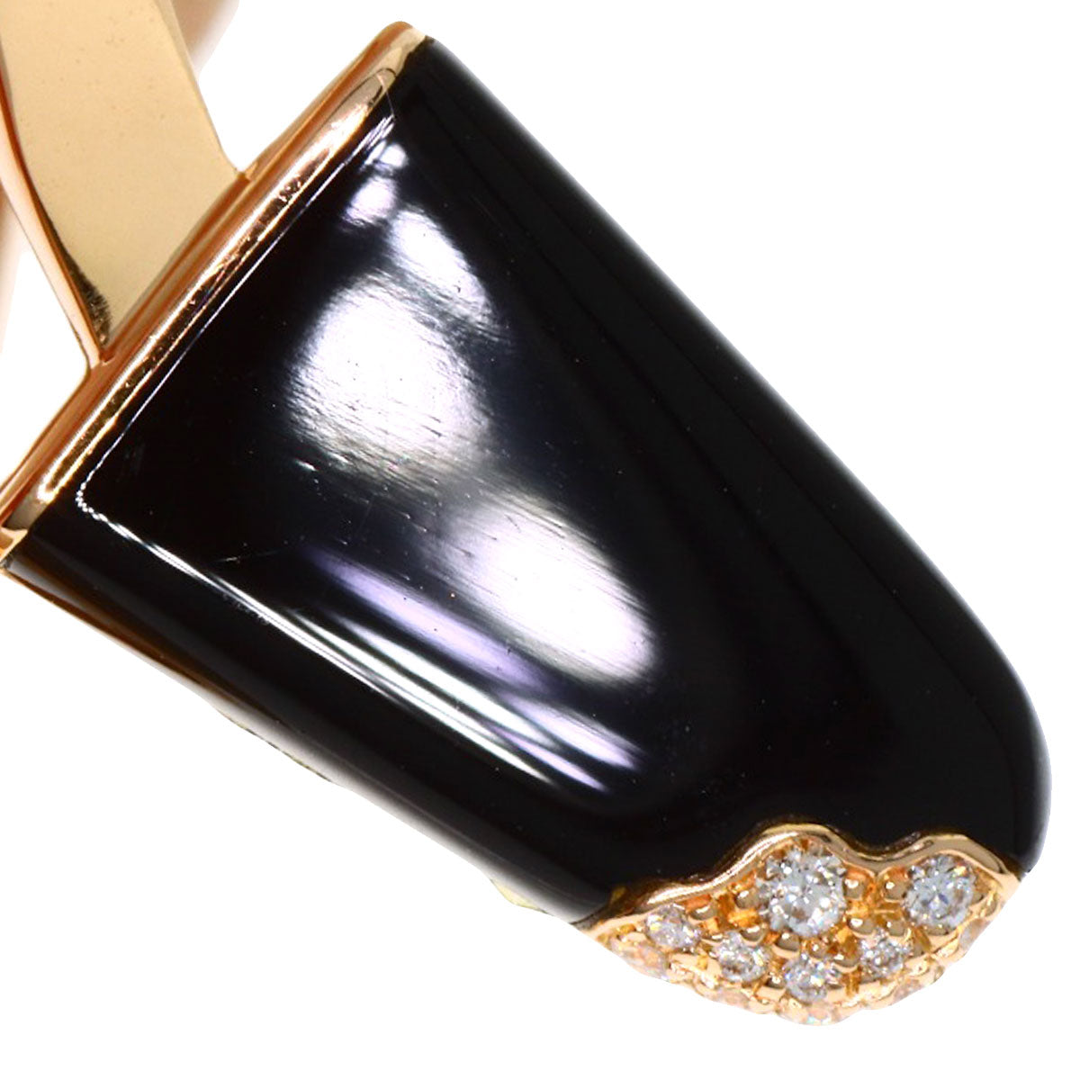 BVLGARI Gelati Onyx Diamond #54 Ring K18 Pink Gold Ladies [Used]