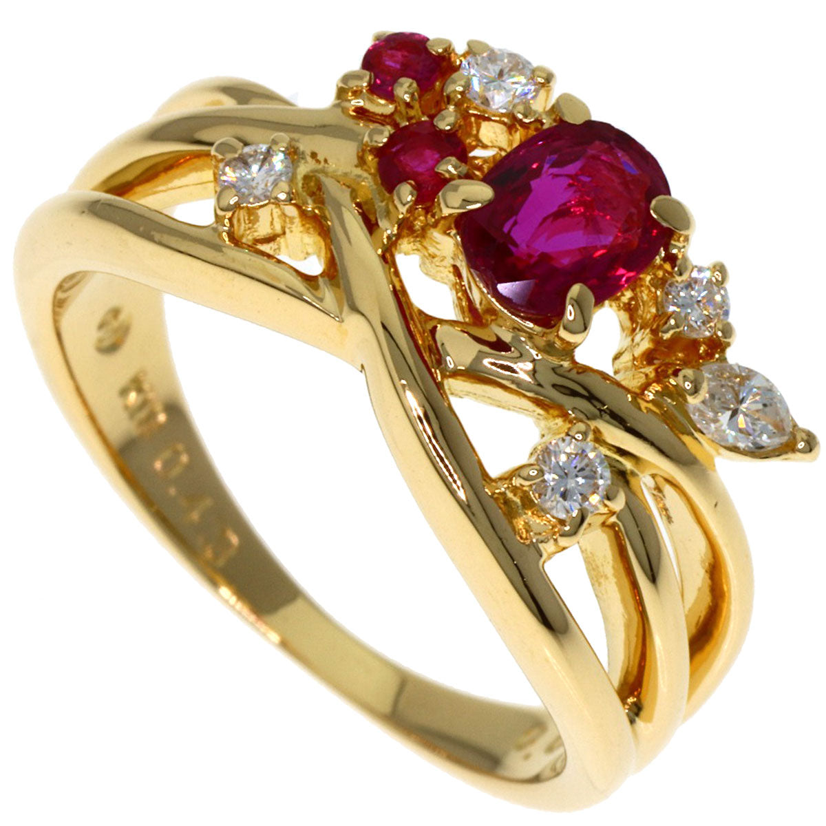 TASAKI Ruby Diamond Ring K18 Yellow Gold Ladies [Used]