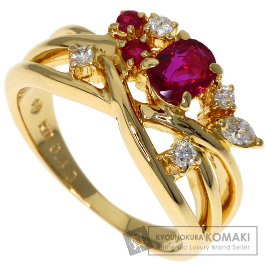 TASAKI Ruby Diamond Ring K18 Yellow Gold Ladies [Used]