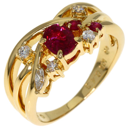 TASAKI Ruby Diamond Ring K18 Yellow Gold Ladies [Used]