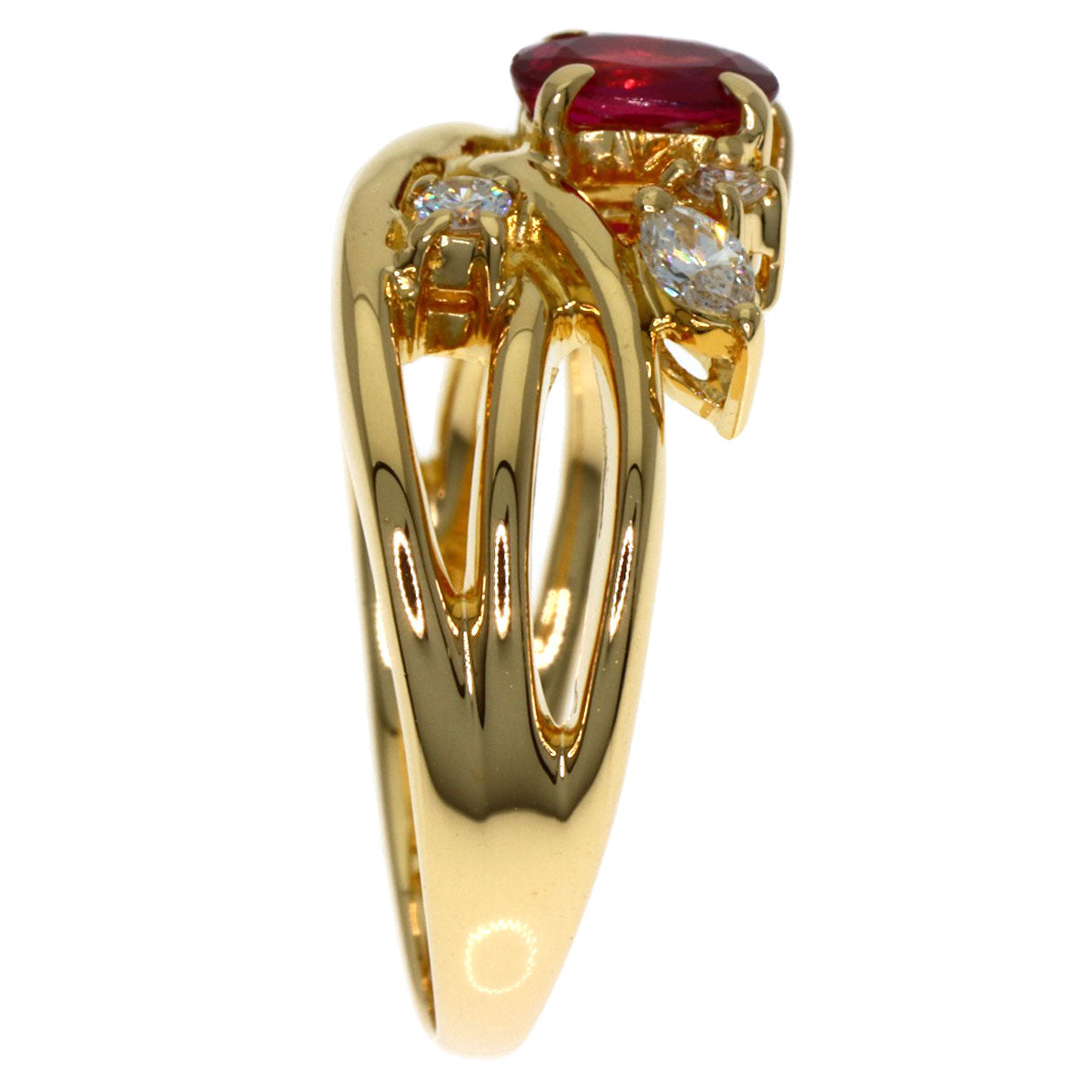 TASAKI Ruby Diamond Ring K18 Yellow Gold Ladies [Used]