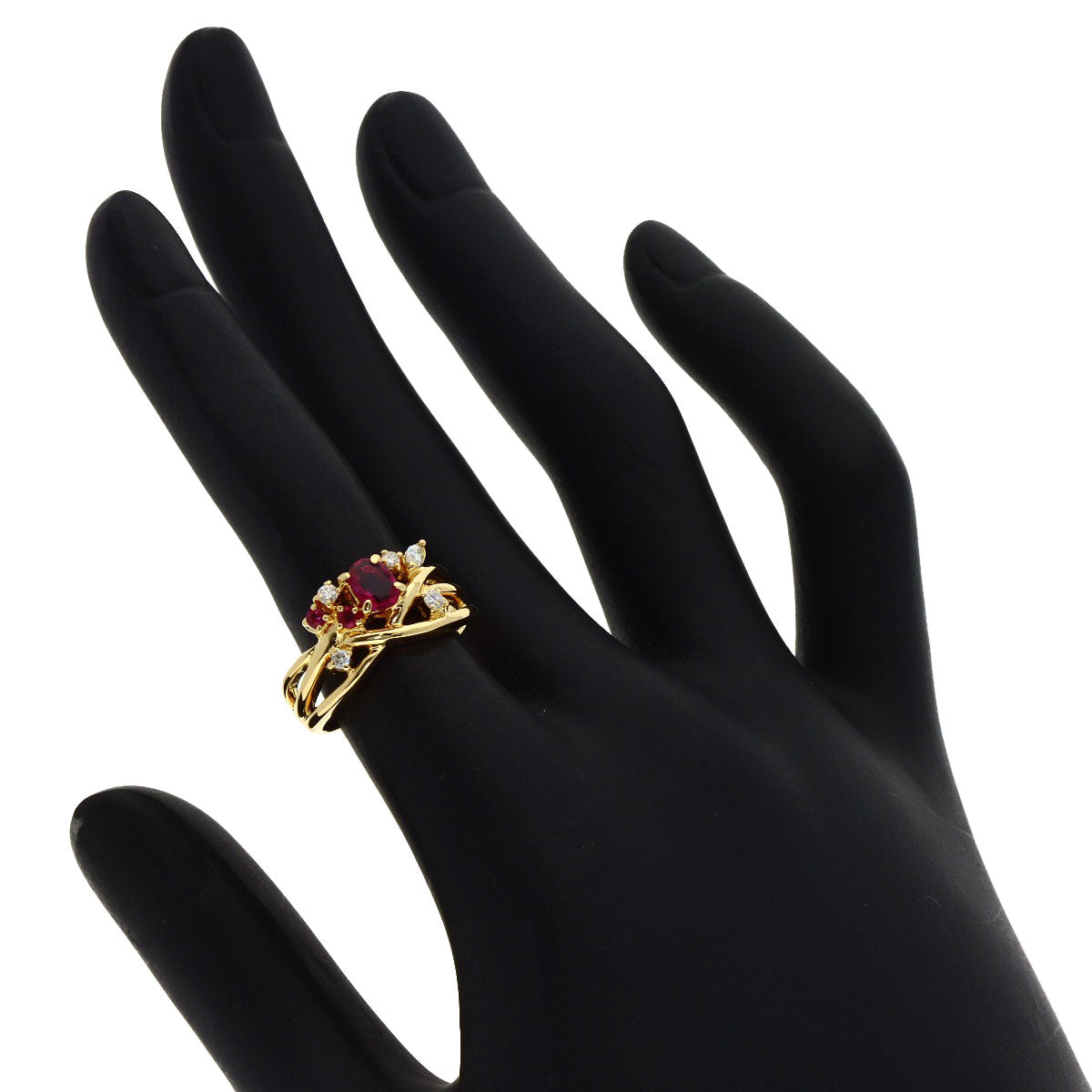 TASAKI Ruby Diamond Ring K18 Yellow Gold Ladies [Used]