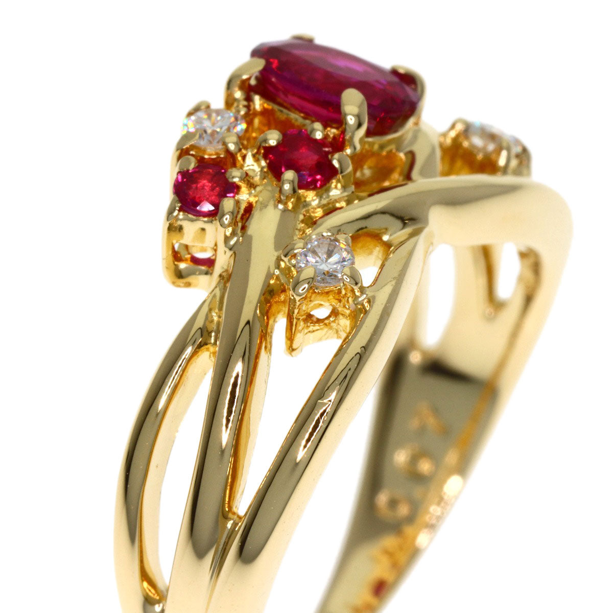 TASAKI Ruby Diamond Ring K18 Yellow Gold Ladies [Used]