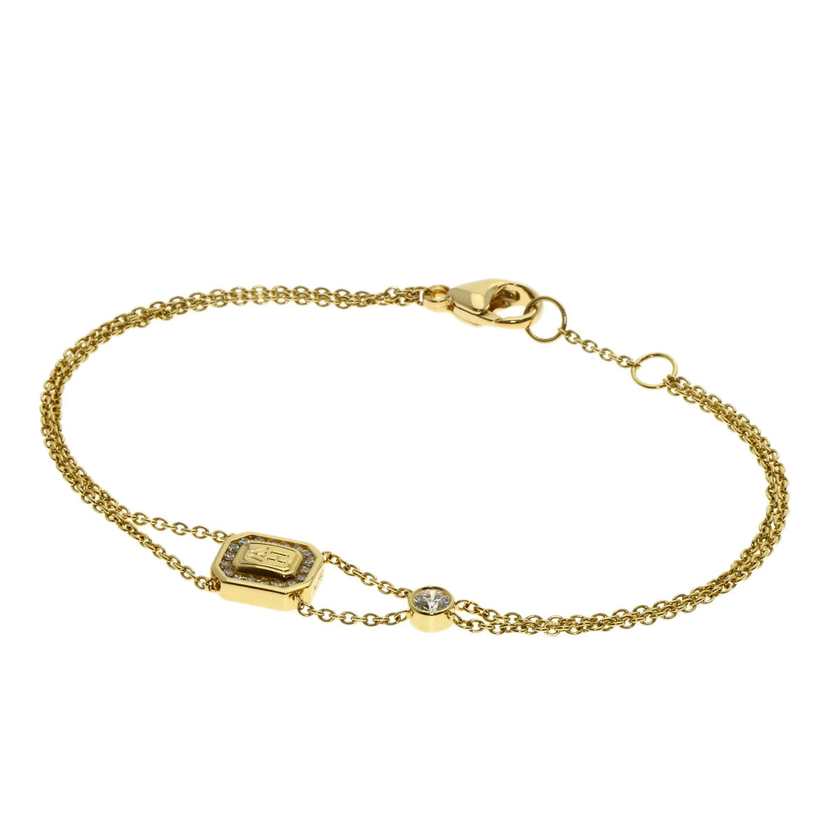 HARRY WINSTON HW logo Diamond Bracelet K18 Yellow Gold Ladies [Used]