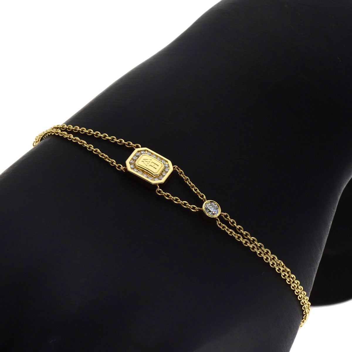 HARRY WINSTON HW logo Diamond Bracelet K18 Yellow Gold Ladies [Used]