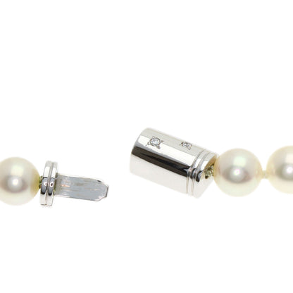 MIKIMOTO Pearl Pearl Diamond Necklace K18 White Gold Ladies [Used]