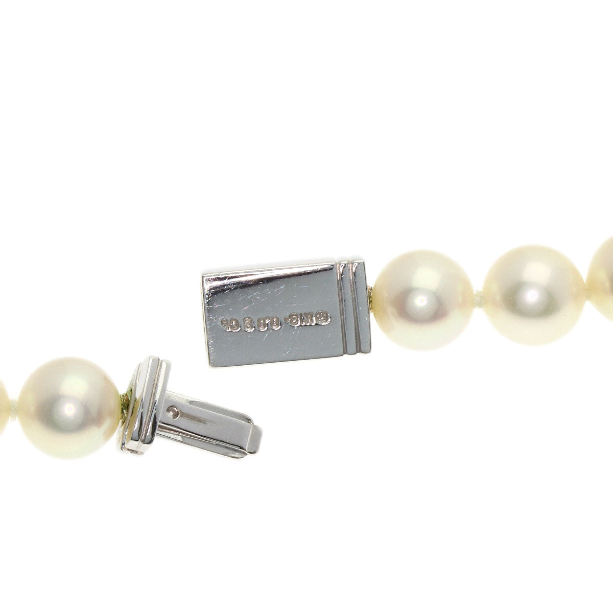 MIKIMOTO Pearl Pearl Diamond Necklace K18 White Gold Ladies [Used]