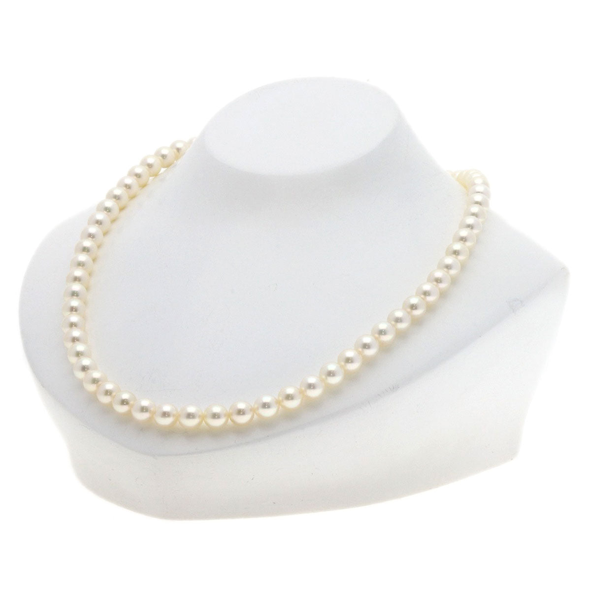 MIKIMOTO Pearl Pearl Diamond Necklace K18 White Gold Ladies [Used]