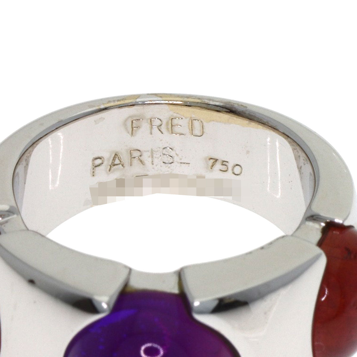 FRED Amethyst Tourmaline Ring K18 White Gold Ladies [Used]