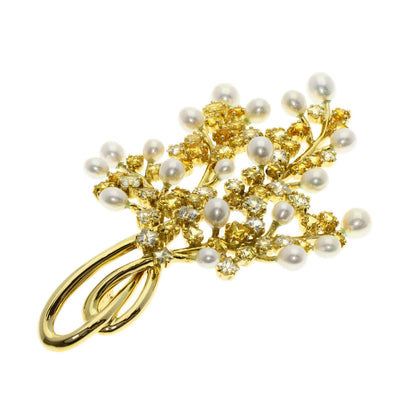 TASAKI Pearl Pearl Golden Sapphire Brooch K18 Yellow Gold Ladies [Used]