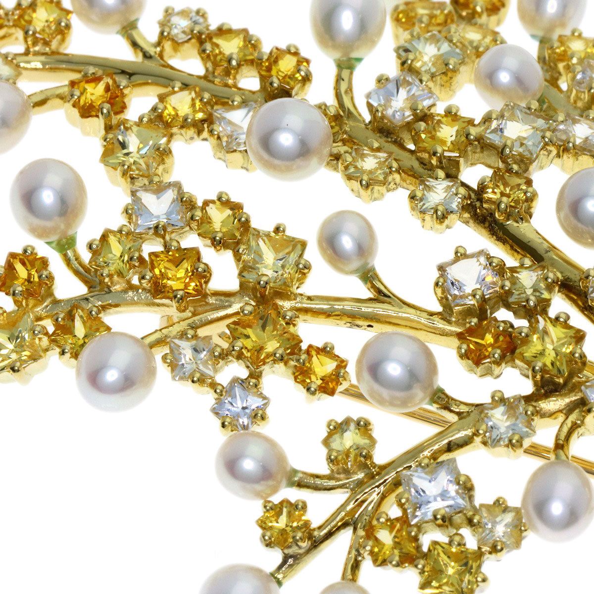 TASAKI Pearl Pearl Golden Sapphire Brooch K18 Yellow Gold Ladies [Used]