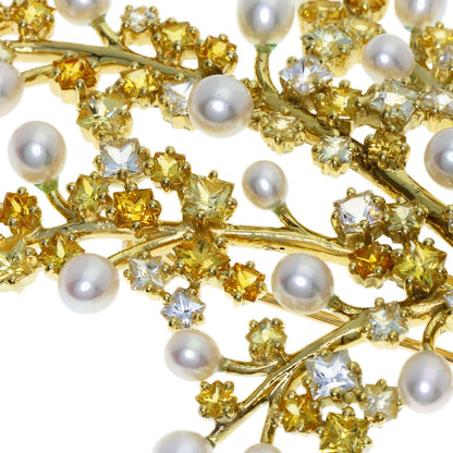 TASAKI Pearl Pearl Golden Sapphire Brooch K18 Yellow Gold Ladies [Used]