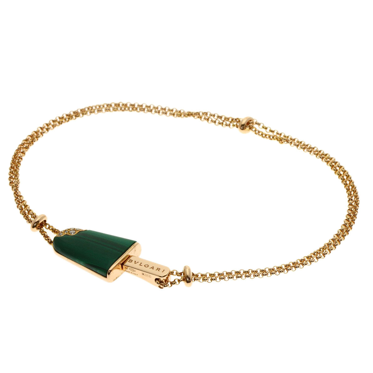 BVLGARI Gelati Malachite Diamond Bracelet K18 Pink Gold Ladies [Used]