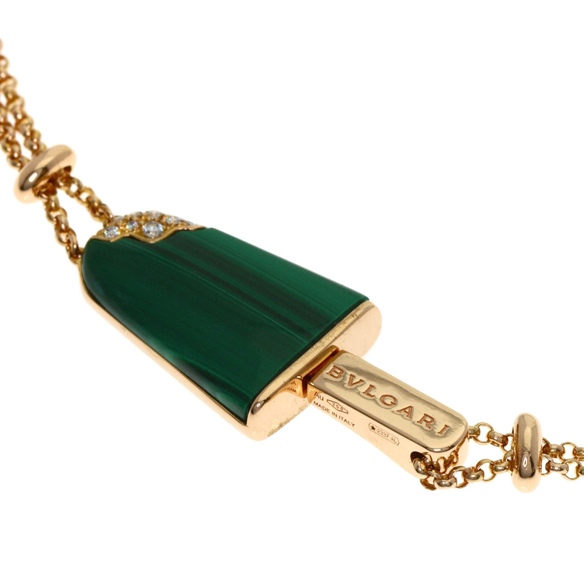 BVLGARI Gelati Malachite Diamond Bracelet K18 Pink Gold Ladies [Used]
