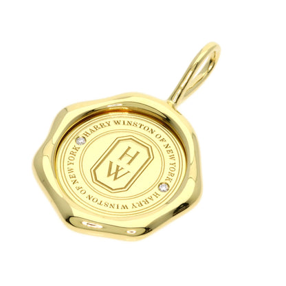 HARRY WINSTON Logo Shield 2P Diamond Pendant top K18 Yellow Gold Ladies [Used]