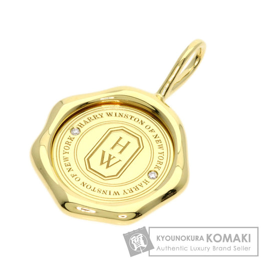 HARRY WINSTON Logo Shield 2P Diamond Pendant top K18 Yellow Gold Ladies [Used]
