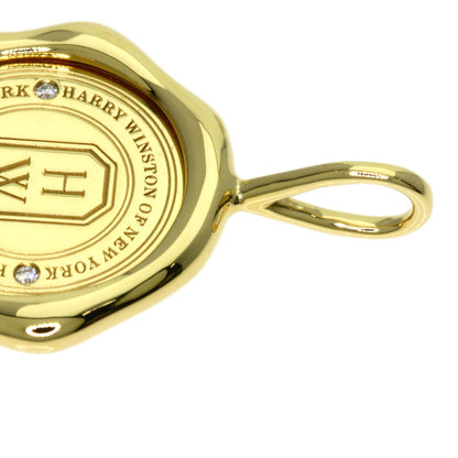HARRY WINSTON Logo Shield 2P Diamond Pendant top K18 Yellow Gold Ladies [Used]