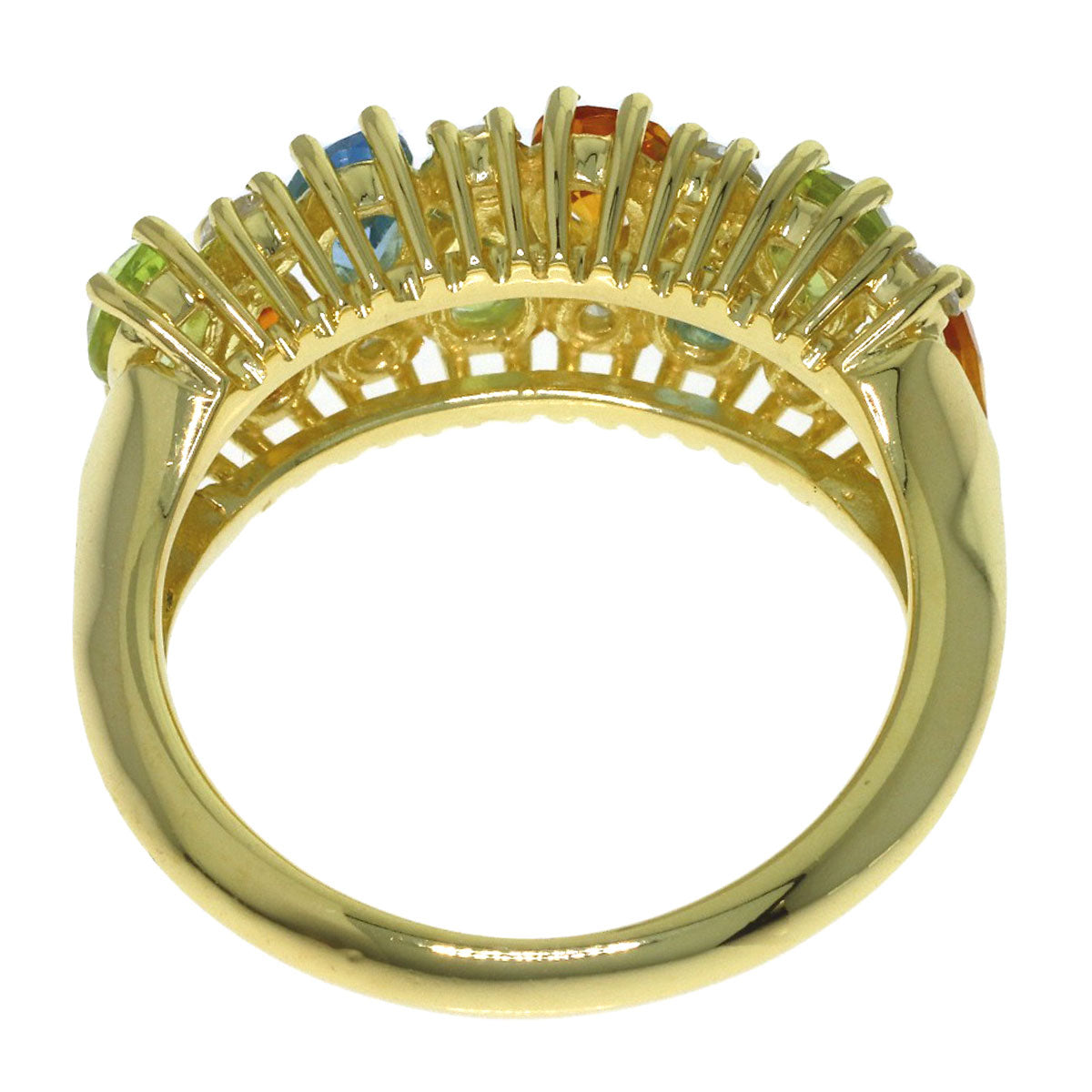 Citrin Peridot Blue Topaz Diamond Ring K18 Yellow Gold 5.3g　Ladies