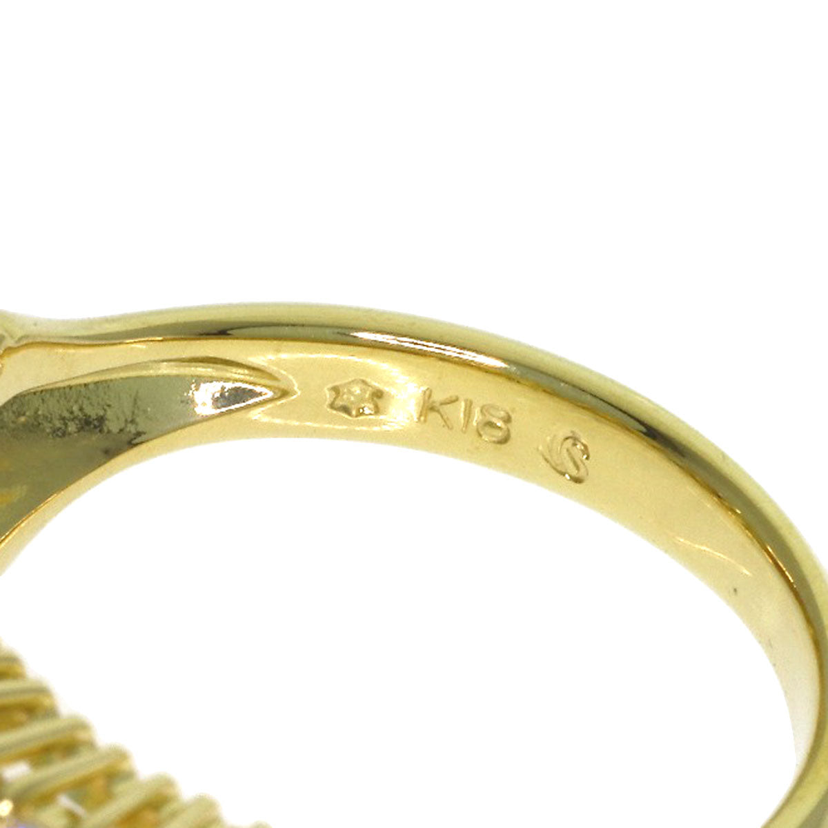 Citrin Peridot Blue Topaz Diamond Ring K18 Yellow Gold 5.3g　Ladies