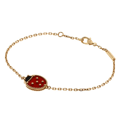 Van Cleef & Arpels Lucky Spring Onyx Carnelian Bracelet K18 Pink Gold Ladies [Used]