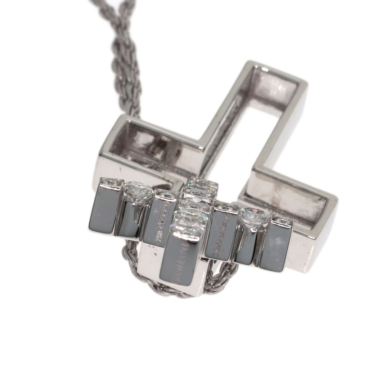 Damiani Belle Epoque Cross Diamond Necklace K18 White Gold Ladies [Used]