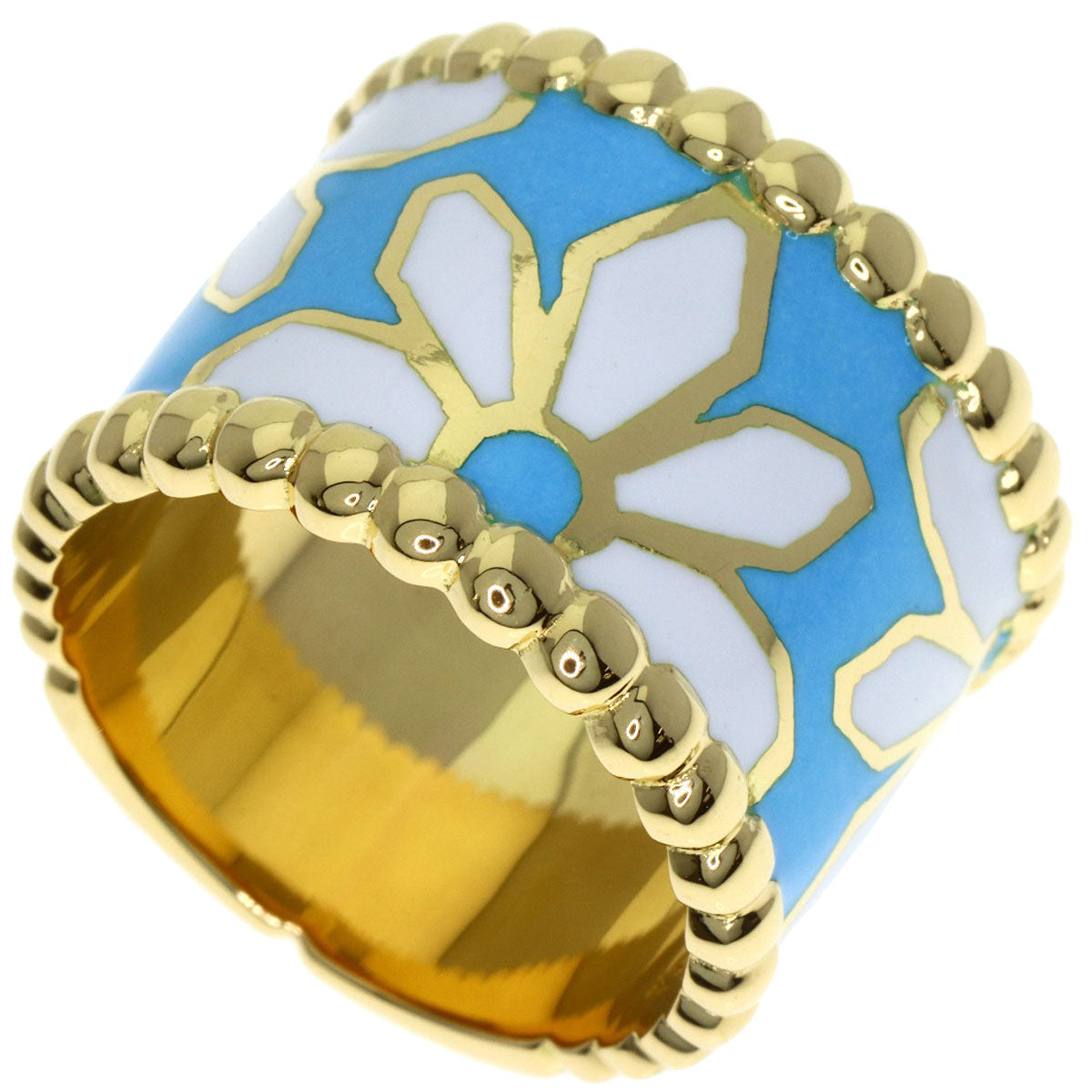 YANES Flower Enamel Ring K18 Yellow Gold Ladies [Used]