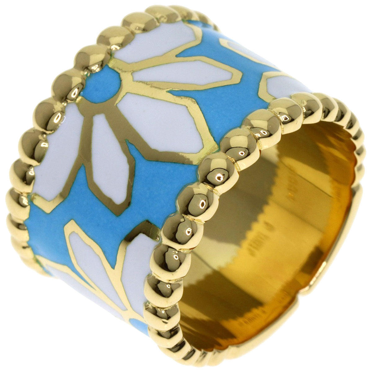 YANES Flower Enamel Ring K18 Yellow Gold Ladies [Used]