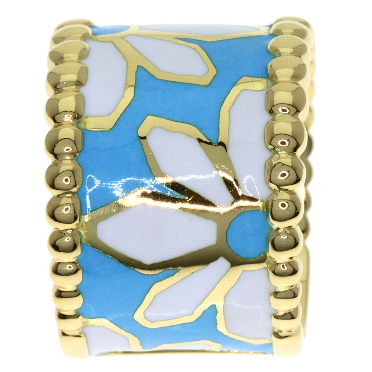 YANES Flower Enamel Ring K18 Yellow Gold Ladies [Used]