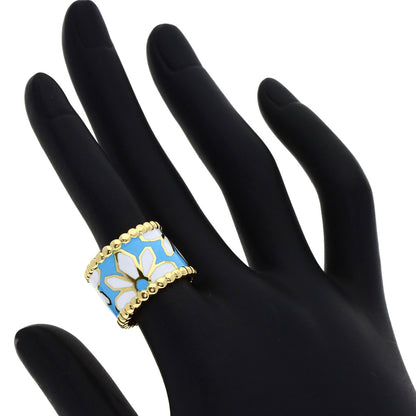 YANES Flower Enamel Ring K18 Yellow Gold Ladies [Used]