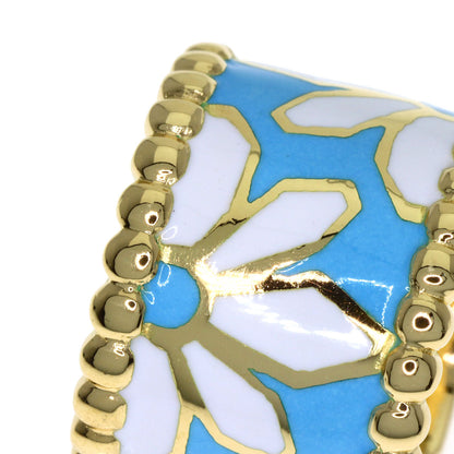 YANES Flower Enamel Ring K18 Yellow Gold Ladies [Used]