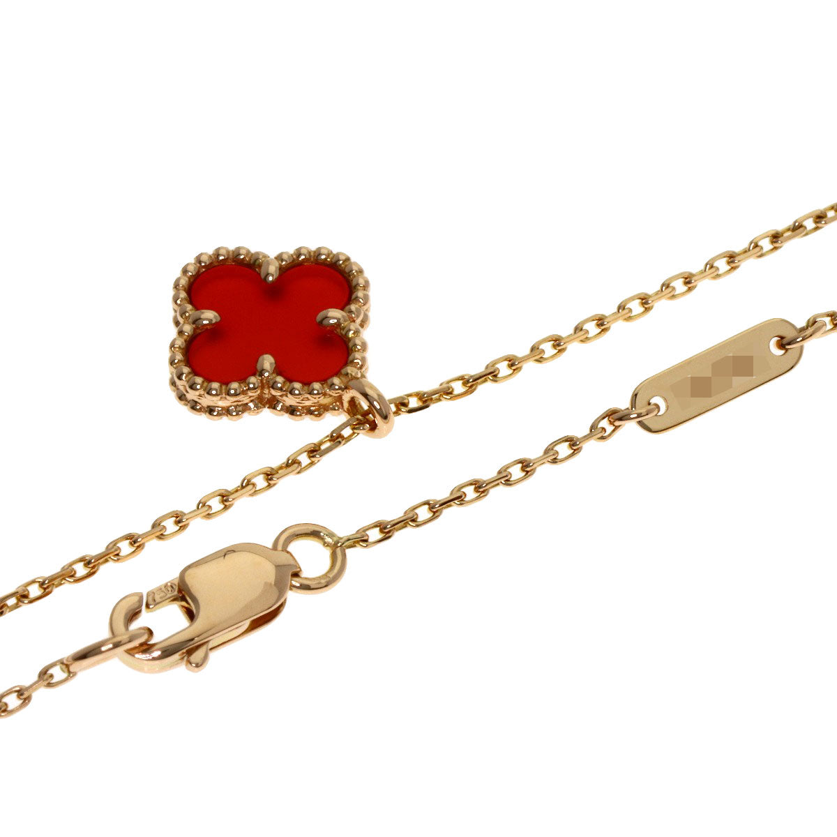 Van Cleef & Arpels Sweet Alhambra Carnelian Necklace K18 Pink Gold Ladies [Used]